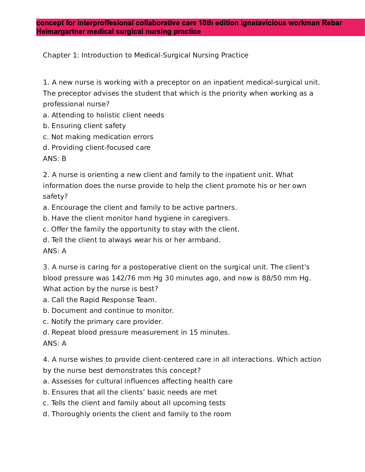 Preview image for concept for interproffesional collaborative care 10th edition ignatavicious workman Rebar Heimargartner medical surgical nursing practice